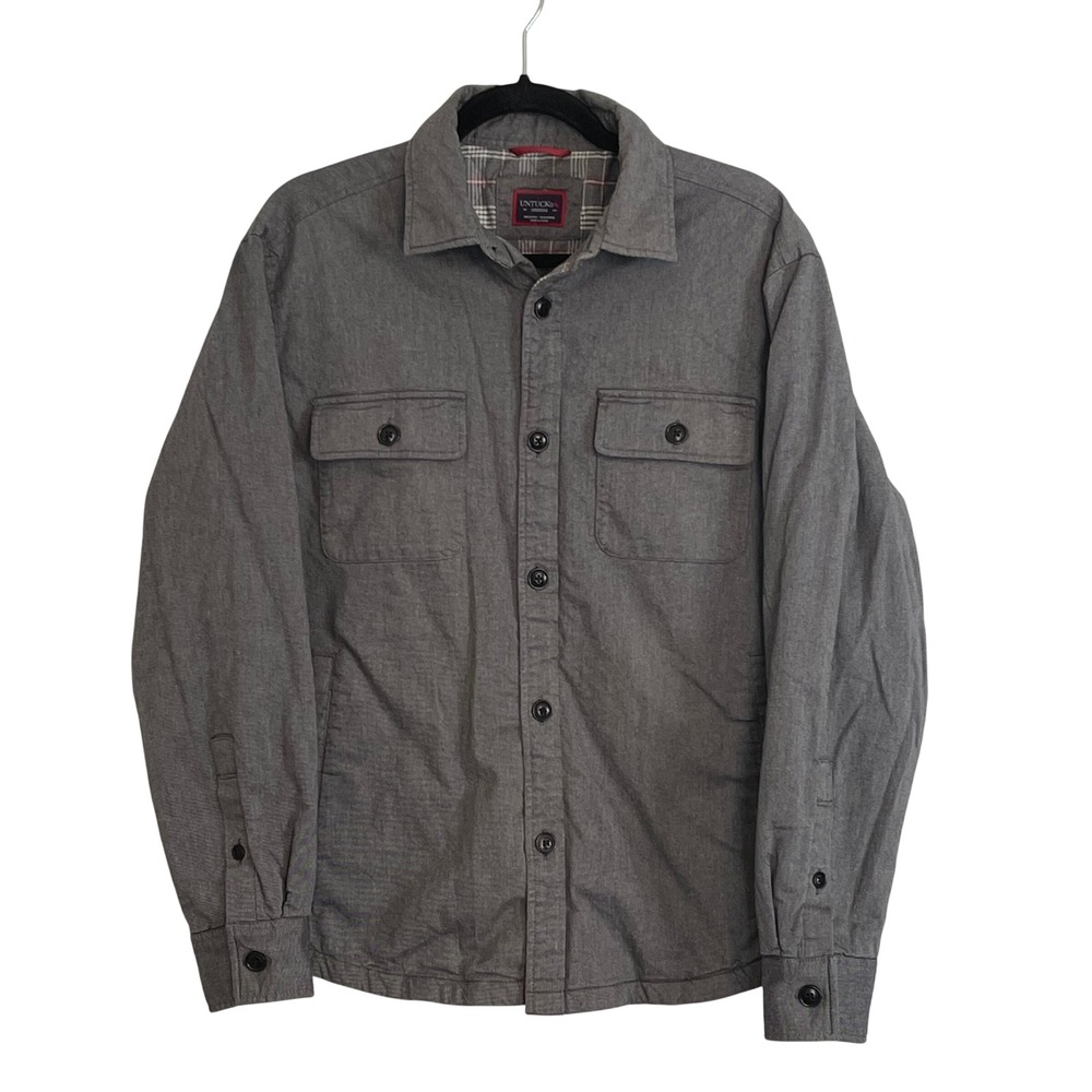 UNTUCKit Ziata Mens Grey Flannel Lined Shirt Jacket Shacket 40263‎ Medium